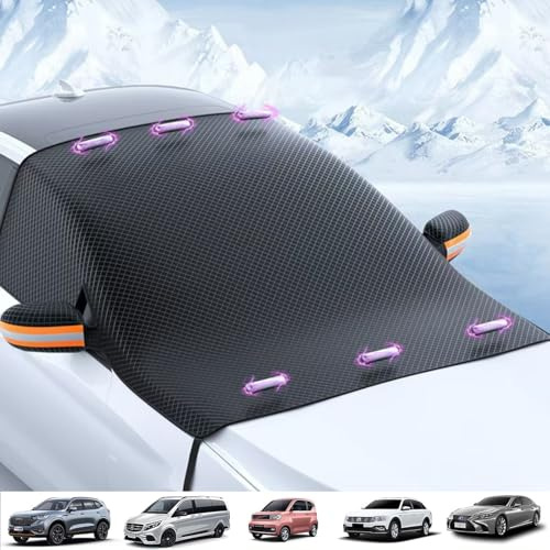 Nircho Car Windscreen Cover, Winter Windscreen Protector with 6 Magnets, Windshield Cover Snow Ice Frost Sun UV Rain Resistant, Heavy Duty 600D Oxford Cloth Front & Side Windscreen Cover (253x120cm)