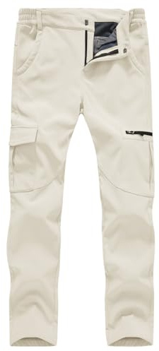 Gopune Women's Snow Ski Waterproof Softshell Snowboard Pants Outdoor Hiking Fleece Lined (White,M)
