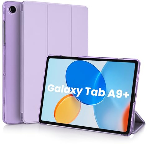 Koze Custodia per Samsung Galaxy Tab A9+ /A9 Plus 11 Pollici 2025/2023 con Chiusura Magnetica, Sottile Leggera Cover Posteriore Opaca Traslucida Trifold supporto tablet Antiurto,Lilla viola