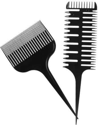 MOTHNUR Peines Profesionales de Peluquería Punta Fina de Plástico Juego de 2 y Forma de Espina de Pescado para Teñir y Seccionar Cabello en Barberías