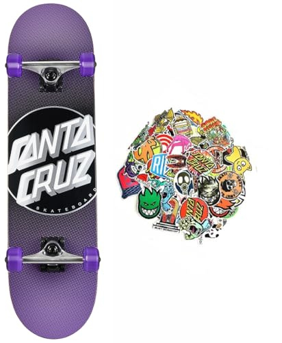 SANTA CRUZ Skateboard professionnel complet skate adulte et adolescent original Santa Cruz + 20 stickers cadeaux (other dot, 8.0)