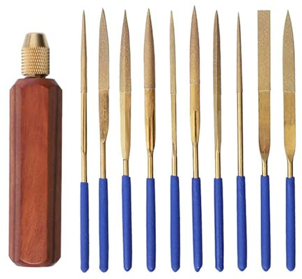 FTVOGUE 11 St Juvelerare Filset Legering Nålfilar Metall Träbearbetningsverktyg med rosenträ Handtag för Smycken Tillverkning Metall Plast Carving