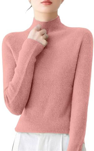 Pull Femme de Noel Angora Agee Polaire Hiver Norvégien Long Fete Cachemire Leopard Col Roule Noël Original Cheminée Hiver Chaud Chic Pull Col Montant Femme Rose M