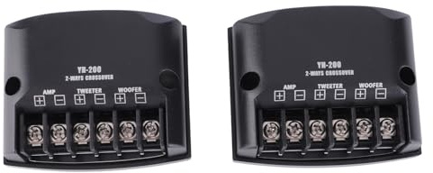 Ausla 2-vägs Högtalare Frekvensdelare, ABS Audio Crossover 12V 60W med Högfrekvenskondensatorer, överströmsskydd, Enkel Kabeldragning, för Universal Car Sound System
