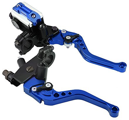 Keenso 1 Paar verstellbare Bremshebel und Kupplungshebel 7/8zoll Universal Motorradbremszylinder für Hauptbremszylinder(Blau)