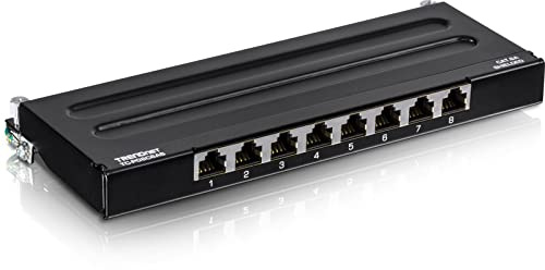 TRENDnet 8-Port Cat6A Shielded Wall Mount Patch Panel, 1000BASE-T/ 10GBASE-T Support, Wall mounting Options, Compatible with cat5e, cat6, cat6a, 110 or Krone Type, TC-P08C6AS