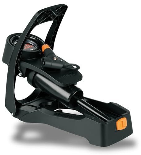 SKS GERMANY Airstep DIGI Fußpumpe mit Digitalmanometer (Luftpumpe für alle Ventilarten, rückenschonend, LED-Manometer, max. Druck: 7 bar/102 PSI)