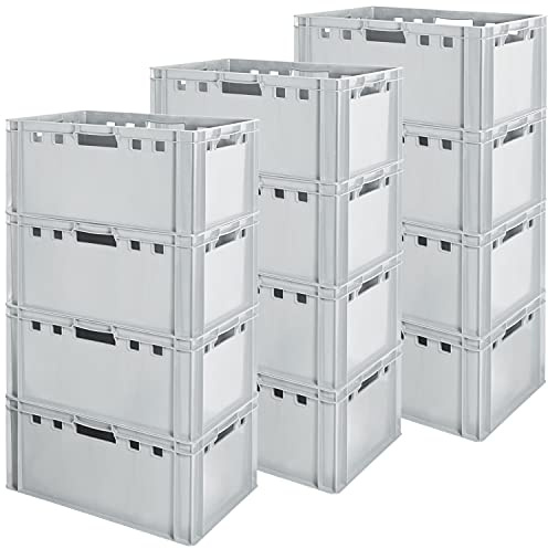 Euro Apilamiento de Plástico Caja Industrial Euro Caja Almacenamiento Eurobox E3 Gris Kingpower, PL1-FleischK-E3-GRAU:12