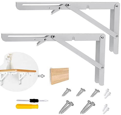 WZYTEU 2 Stück Klappkonsole Schwerlast, Kaltgewalzter Stahl Klappwinkel Schwerlast für Haus Küche Büro Tischplatten Klapptisch Wandtisch (300 * 160mm)