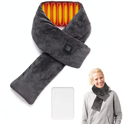 Coussin Chauffant Cervicales Électrique,tour de cou électrique avec batterie externe de 5000 mAh,écharpe chauffante pour femmes et hommes rechargeable,cadeaux de vacances pour maman,femme,enfants