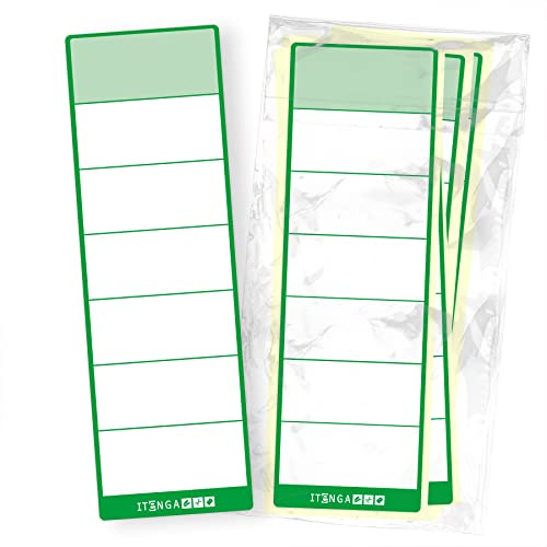 itenga 50 etichette per raccoglitori larghi, autoadesive, in carta adesiva, 6 x 19 cm (verde)