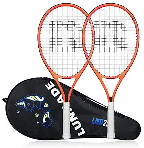 LUNNADE Racchetta da tennis per bambini Junior, 48/53/60/63/63 cm con copertura, adatta per principianti ragazzi e ragazze dai 3 ai 12 anni