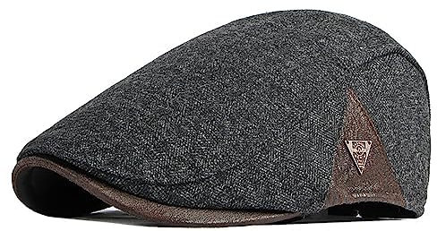 JAOAJ Schiebermütze Herren Barett Cap Herbst Winter,Schirmmützen Cabbie Hunter Hat,Baskenmützen Flat Cap Newsboy Mütze Driving Hüte