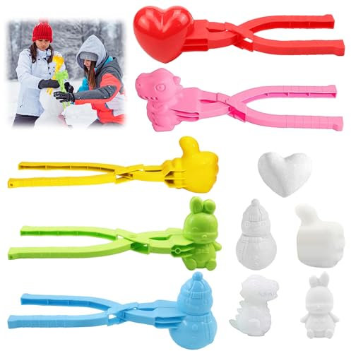 Schneeball Former, 5 Stück Schneeball Clip, Schneeball Maker, Schneeballzange, Sandball Schneeball Clip, Viele Formen Schneeformen Spielzeug Kinder Winter Outdoor Schneespielzeuge für Schnee Strand(D)