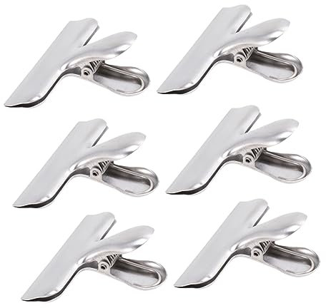 BESTonZON 6pezzi Clip Acciaio Inossidabile Per Sacchetti Da Chiusura Ermetica Per Alimenti e Snack Per Conservazione Di Patatine Pane
