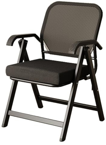 beaka Foldable Office Chair, Arm Chair Reception Stack Chair -Ergonomic | Ergonomic Mesh Bouncing Back Arm Chairs for Office Meeting, Conference, Reception And Training Room Chair(Black)