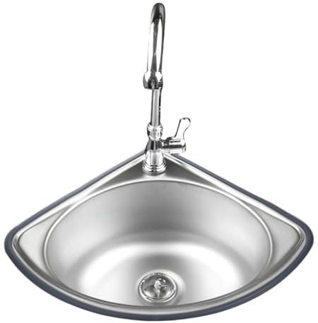 Wall Mount Kitchen Sink,34x34 cm Stainless Steel Bar Sink Triangle Wash Basin Corner Sink Small Corner Basin Sink,Mini Hand Wash Bar Sink Single Bowl Sink for Kitchen(Deep 13cm)