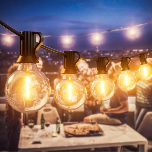 LUCUHM 15M 50FT Festoon Lights Outdoor – LED Garden String Festoon Lights Mains Powered – Garden Light Outdoor Waterproof for Patio Gazebo Balcony Outside