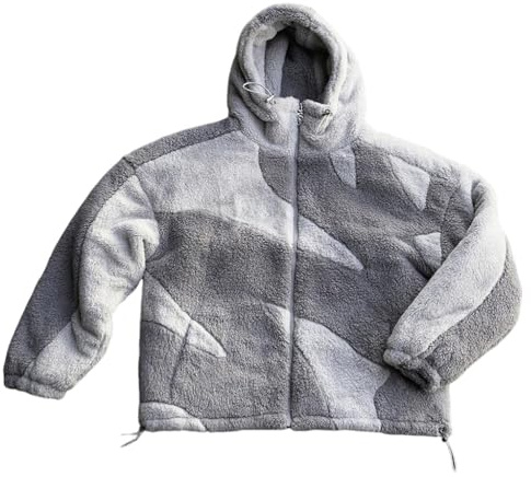 ORANDESIGNE Sweats à Capuche Homme Veste Polaire Teddy Femme Manteau Sherpa à Blocs de Couleurs Vintage Zip Fleece Manteau Polaire Chaude Hoodie A Gris M