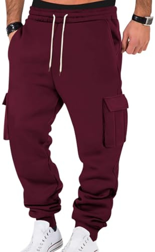 WINKEEY Pantaloni Tuta Uomo Pantaloni Sportivi Uomo con Tasche Pantaloni Casual a Vita Elastica