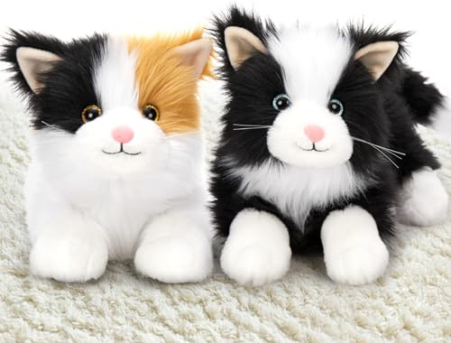 MorisMos 2Pcs Peluche Chat Géant, Kawaii 42cm Chatons Jouet en Peluche, Réaliste Doux Cadeaux pour Enfants Anniversaire Noël Décorations