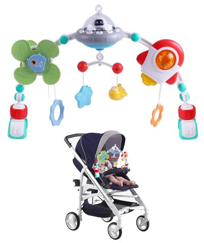 DigHealth Arco per Passeggino, Arco da Viaggio per Culla Giocattoli con Musica e Luci, Sensoriali Pieghevoli Regolabili Giocattoli per Buttafuori, Carrozzina Neonati 0 3 6 9 12 Mesi