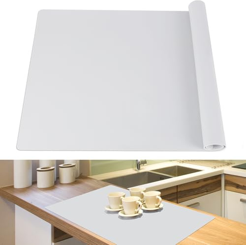 SOSMAR Alfombrilla de Silicona Gris Claro 60x40 cm - Tapete Grande Antiadherente para Manualidades, Resina Epoxi y Pintura - Protector de Escritorio y Base para Amasar​​
