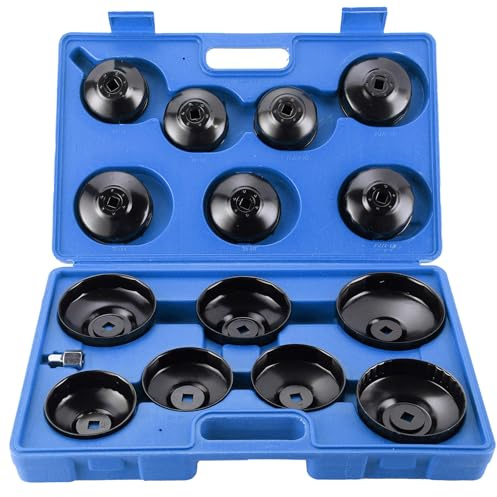 ATPEAM Kit 15 Pièces Clé Filtre à Huile Universel avec Cloche Filtre à Huile et Adaptateurs