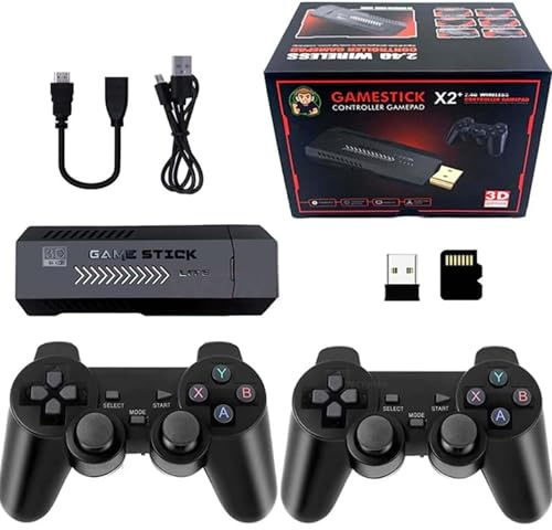X2 Plus rétro Game Stick, rétro Console de Jeu Portable, 4K Game Stick, 40000 Jeux intégrés 2.4G Contrôleur sans Fil Plug - and - Play Jeu vidéo, Cadeau de Noël pour adultes-128G