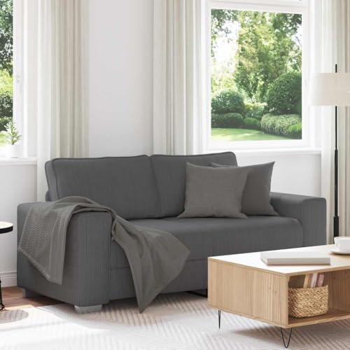 Kaloriko Tvåsitsig soffa mörkgrå manchestertyg 180 x 77 x 82 cm med stoppning, stabil ram, mysig relaxsoffa för vardagsrum, kontor, gästrum, mångsidig, utrymmesbesparande, bekväm