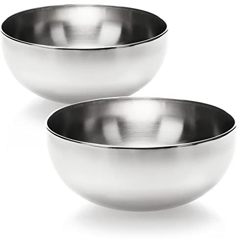 com-four® 2x set di ciotole in acciaio inossidabile - scodella multifunzionale per la cucina per spuntini (2 pezzi - Ø 20 cm)
