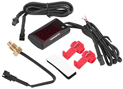 Bediffer Motorcycle Digital Thermometer Water Temp Universal Temperature Gau for Racing Scooter (Red)