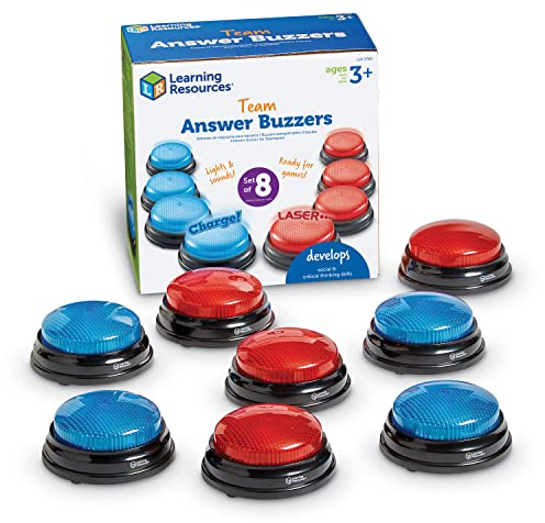 Learning Resources Botones de Respuesta para Equipos – Set de 8 con 2 Sonidos – Desde 3 Años – Juegos Interactivos para Aula y Casa