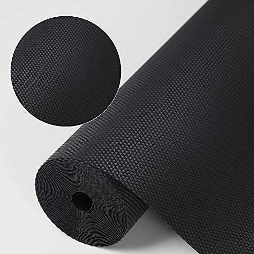 HooTown Shelf Liner Kitchen Cabinet Drawer Mats 23.6 Inch Wide x 78.7 inches Long, Non Slip EVA Plastic Water Resistant Pad for Bathroom Drawers,Shoe Shelves, Under Sink, Black