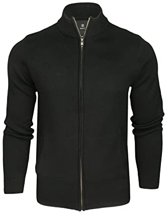 Xact Cardigan Pull Zippé mélange de Coton pour Hommes (Black) L
