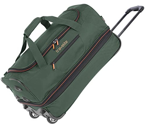 Travelite Trolley Reisetasche mit Rollen mittelgroß, erweiterbar, Basics, Weichgepäck Rolltasche mit Dehnfalte, 55 cm, 51-64 Liter