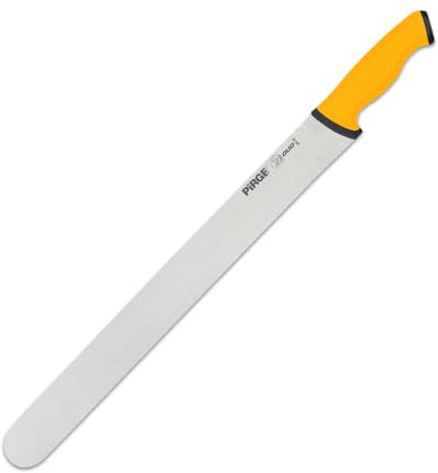 Pirge Duo Dönerkniv 45 cm Gul - Skivkniv - Skarpaste Döner Långkniv - Skärkniv - Köttkniv - BBQ-kniv - Rostfritt Stål Professionell Kökskniv - Ergonomisk Handtagsdesign