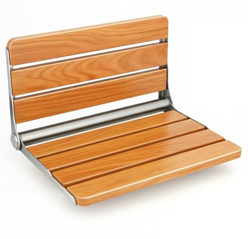 18 Folding Shower Seat Wall Mounted, Home Care Wood Bench for Inside Shower