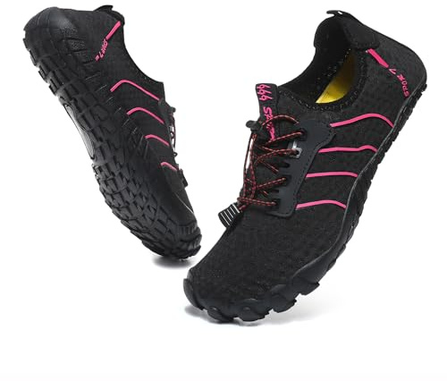 Hanani Chaussures Aquatique Homme Femme Chaussures d'eau Antidérapantes Chaussures de Sport Chaussure de Plage Noir Rose EU39