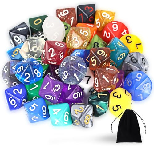 40 st färgglada polyedriska tärningar, D10 10 ansikten polyedriska speltärningar set med sammetspåsar, Dungeons och drakar rollspel tärningsset för brädspel och DND-utbildning RPG MTG