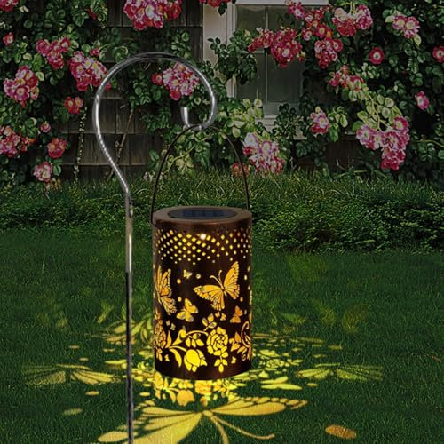 ZIKSUN Solar Lanterns Outdoor Garden Hanging Lights，Butterfly Hollow Design IP65 Waterproof Lantern，Solar Auto On/Off Lanterns Perfect Gifts for Garden Outside Table Patio Balcony Courtyard