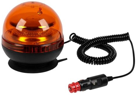 OROK - Gyroflash, gyrophare orange - Gyrophare magnétique bi-voltage - 12/24V LED - Branchement par prise allume cigare - Cabochon en polycarbonate antichoc - Fixation magnétique par ventouse