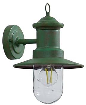 Lindby Vägglampa utomhus lykta rustik grön, vägglampa utomhus IP44 utomhu 1 x E27 utan lampa utomhusbelysning husvägg trädgård