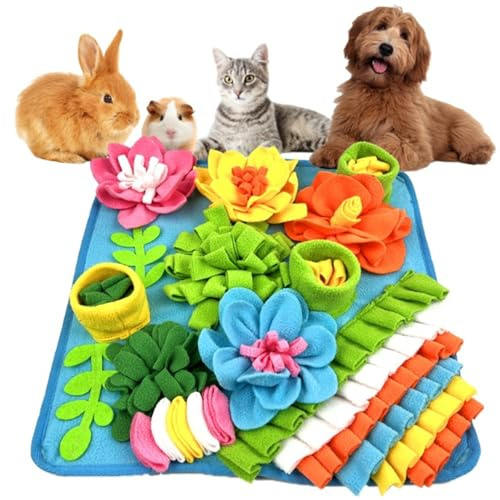 Snuffle Mat for Dogs Pet Slow Feeding Mat Dog Snuffle Mat Puppy Slow Feeding Training Mat Pet Smell Training Dog Toy Encourages Natural Foraging Skills and Slow Eating (blue, 40x40cm)