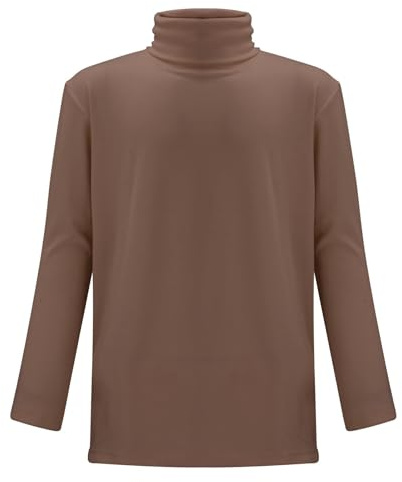 Top con collo a lupetto da uomo T-shirt a collo alto a maniche lunghe pullover casual in cotone leggero strato di base invernale caldo Tees, Caffè Lupetto Collo Top Per Uomo, L