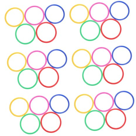 TOBBOMEY 48Pcs Thickened Plastic Tossing Circles Carnival Rings for Adults Indoor Outdoor Ring Toss Game Hand-eye Coordination Training with Random Bright Colors Random Color