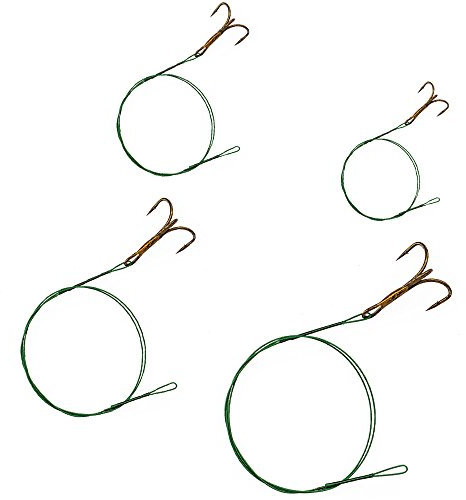 Stahlvorfach Set 1x7 mit Drilling ummantelt 4 Raubfisch Vorfächer Hechtvorfach