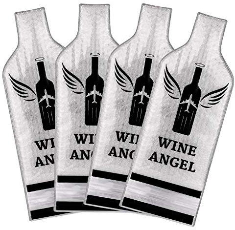 [UPGRADED PROTECTION] 4 Set (8 pcs) Reusable Wine Bags for Travel, Wine Travel Protector, Bottle Travel Sleeve Case For Airplane, Car, Cruise, TRIPLE Protection Luggage Leak-Proof Safety Impact Resist