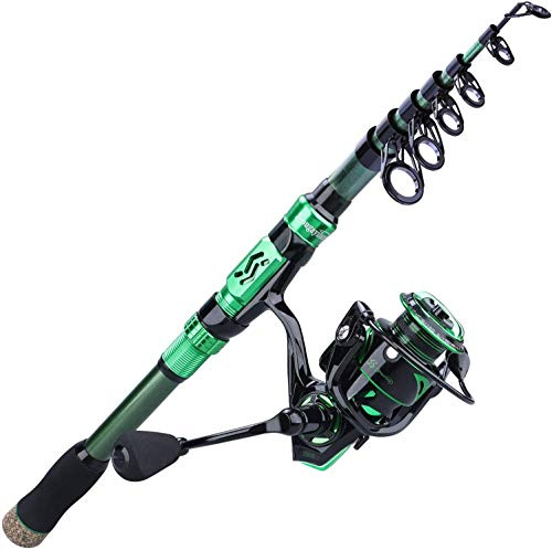 Combinaciones de cañas y carretes de pesca Sougaiylang, cañas telescópicas portátiles para pesca de viaje en agua salada y dulce (caña de 2.4M/7.89FT y carrete 3000)