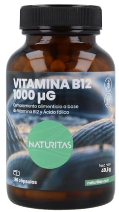 Vitamina B12 120 Cápsulas Naturitas Essentials | Para 4 meses aprox. | Vitamina B12 y ácido fólico | Favorece el sistema inmunitario